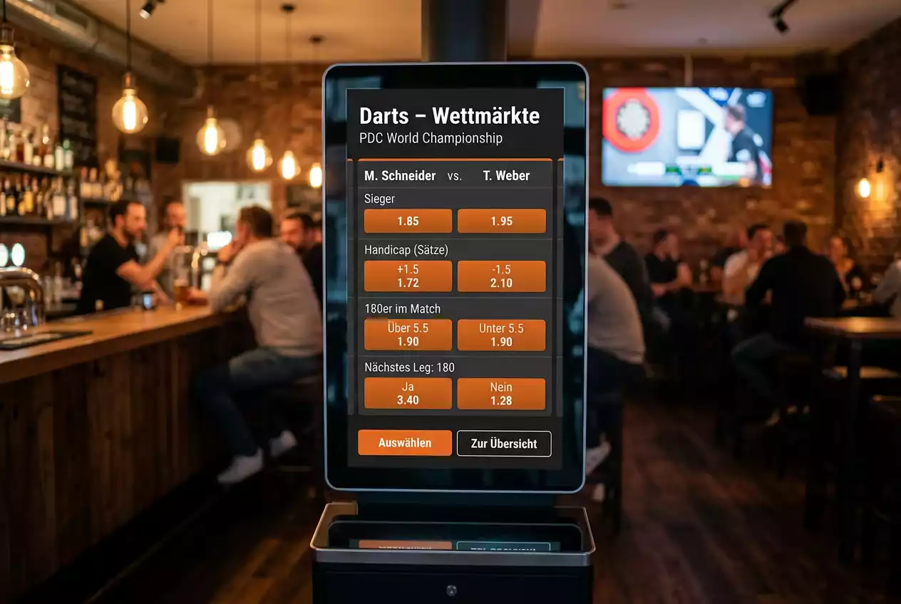 Darts WM Wettquoten auf einem Bildschirm